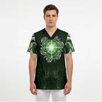 New Zealand Matariki Tupuarangi Scrub Top Maori Moko Green Galaxy