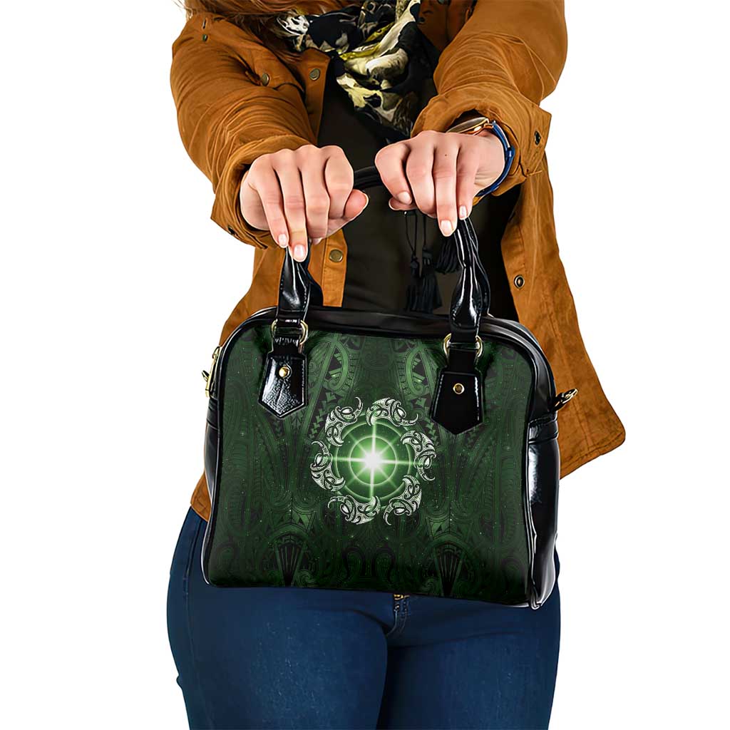 New Zealand Matariki Tupuarangi Shoulder Handbag Maori Moko Green Galaxy