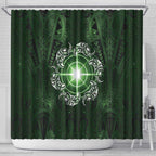 New Zealand Matariki Tupuarangi Shower Curtain Maori Moko Green Galaxy