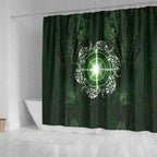 New Zealand Matariki Tupuarangi Shower Curtain Maori Moko Green Galaxy
