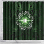 New Zealand Matariki Tupuarangi Shower Curtain Maori Moko Green Galaxy
