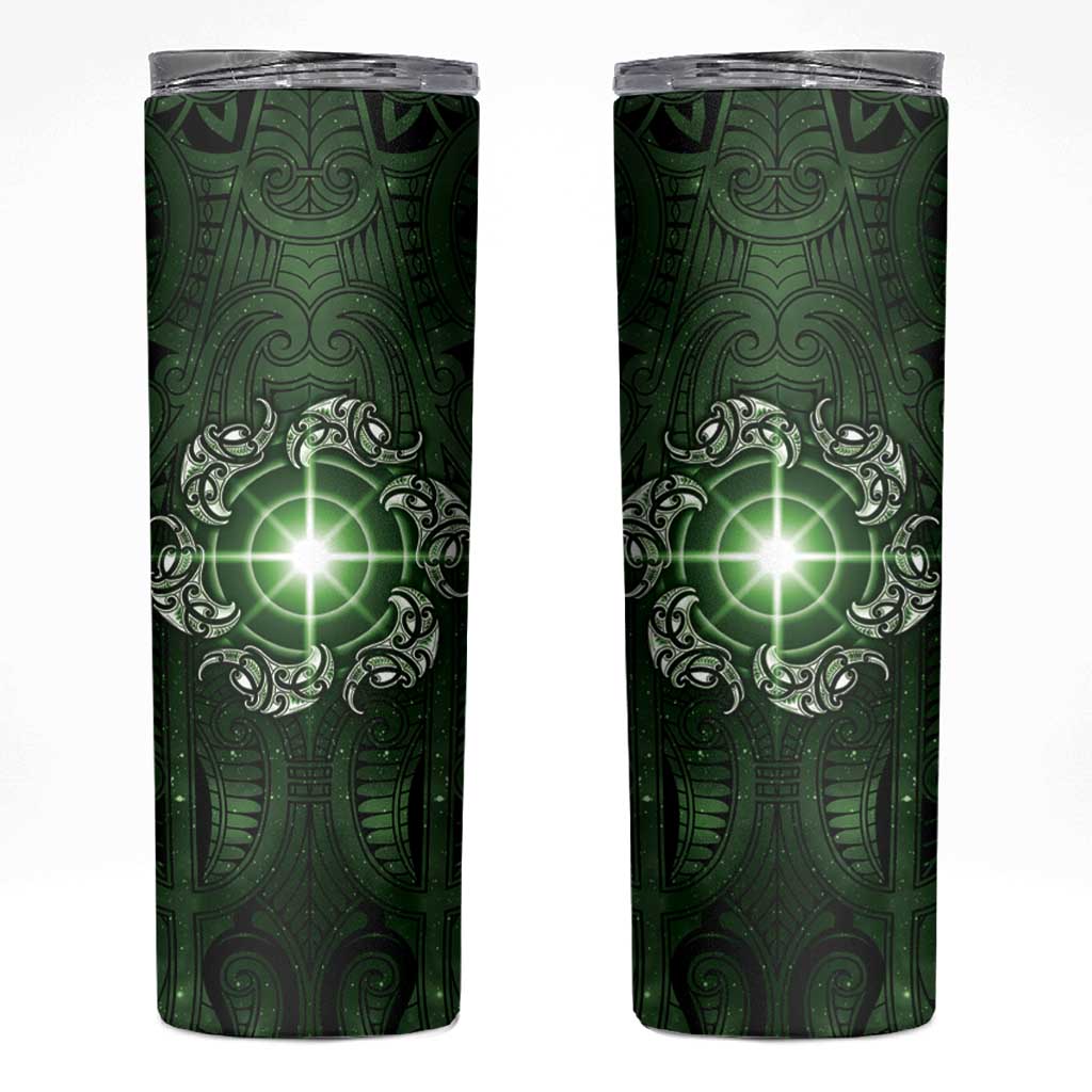New Zealand Matariki Tupuarangi Skinny Tumbler Maori Moko Green Galaxy