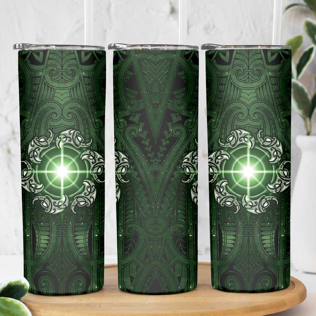 New Zealand Matariki Tupuarangi Skinny Tumbler Maori Moko Green Galaxy