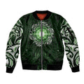 New Zealand Matariki Tupuarangi Sleeve Zip Bomber Jacket Maori Moko Green Galaxy