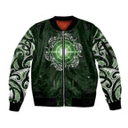 New Zealand Matariki Tupuarangi Sleeve Zip Bomber Jacket Maori Moko Green Galaxy