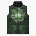 New Zealand Matariki Tupuarangi Sleeveless Puffer Jacket Maori Moko Green Galaxy