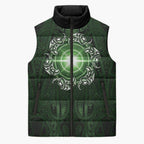 New Zealand Matariki Tupuarangi Sleeveless Puffer Jacket Maori Moko Green Galaxy