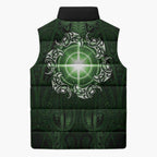 New Zealand Matariki Tupuarangi Sleeveless Puffer Jacket Maori Moko Green Galaxy