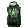 New Zealand Matariki Tupuarangi Sleeveless Zip Hoodie Maori Moko Green Galaxy