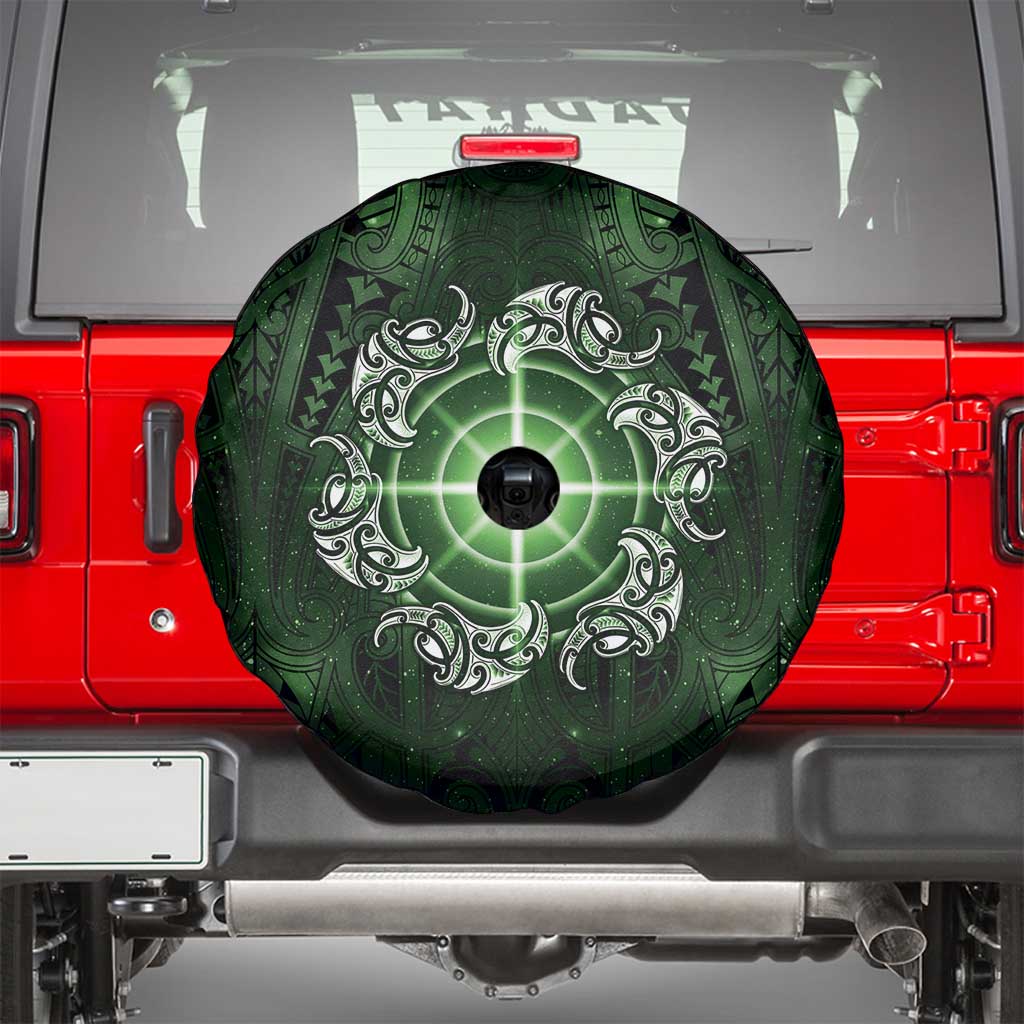 New Zealand Matariki Tupuarangi Spare Tire Cover Maori Moko Green Galaxy