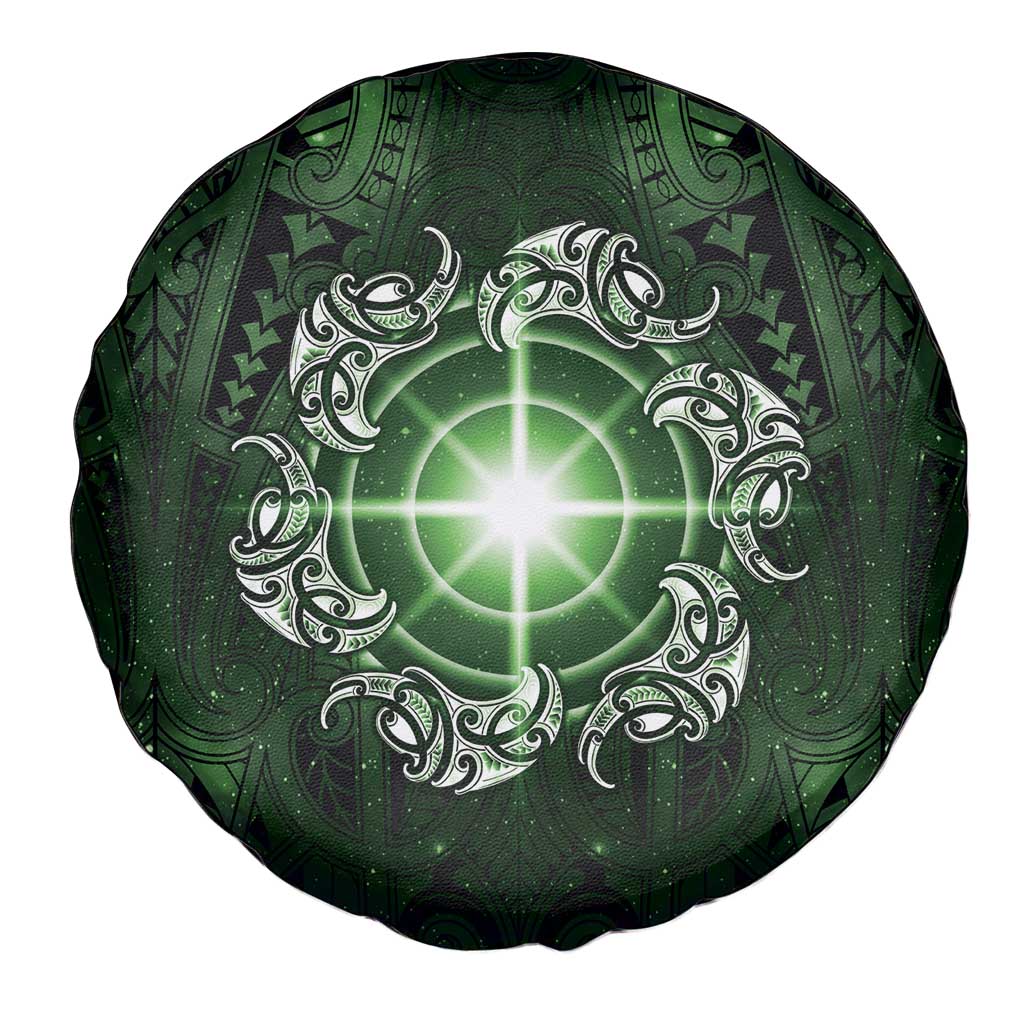 New Zealand Matariki Tupuarangi Spare Tire Cover Maori Moko Green Galaxy