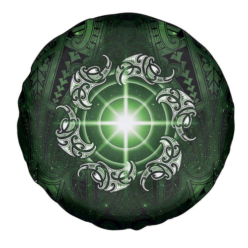 New Zealand Matariki Tupuarangi Spare Tire Cover Maori Moko Green Galaxy
