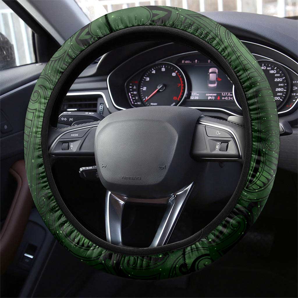 New Zealand Matariki Tupuarangi Steering Wheel Cover Maori Moko Green Galaxy