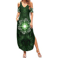 New Zealand Matariki Tupuarangi Summer Maxi Dress Maori Moko Green Galaxy