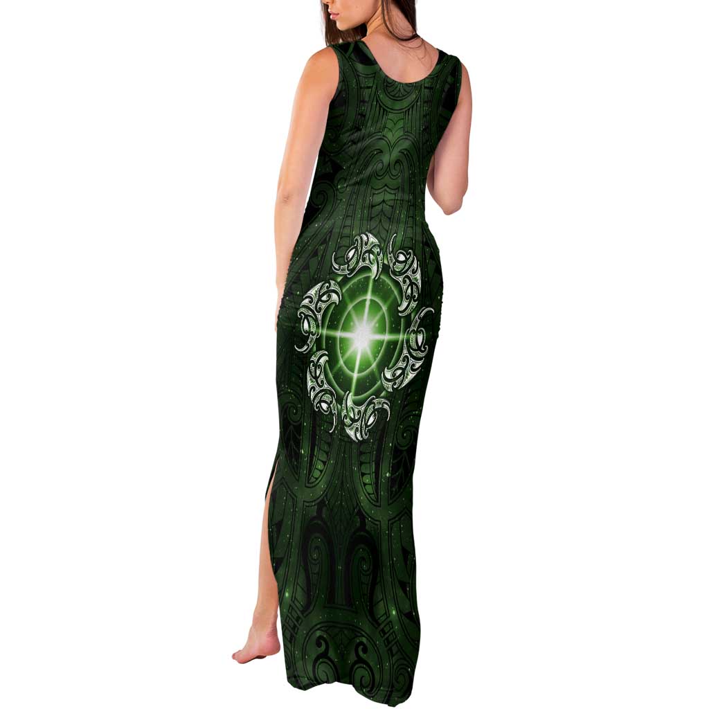 New Zealand Matariki Tupuarangi Tank Maxi Dress Maori Moko Green Galaxy