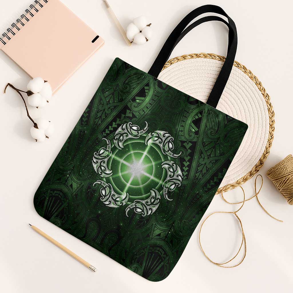 New Zealand Matariki Tupuarangi Tote Bag Maori Moko Green Galaxy