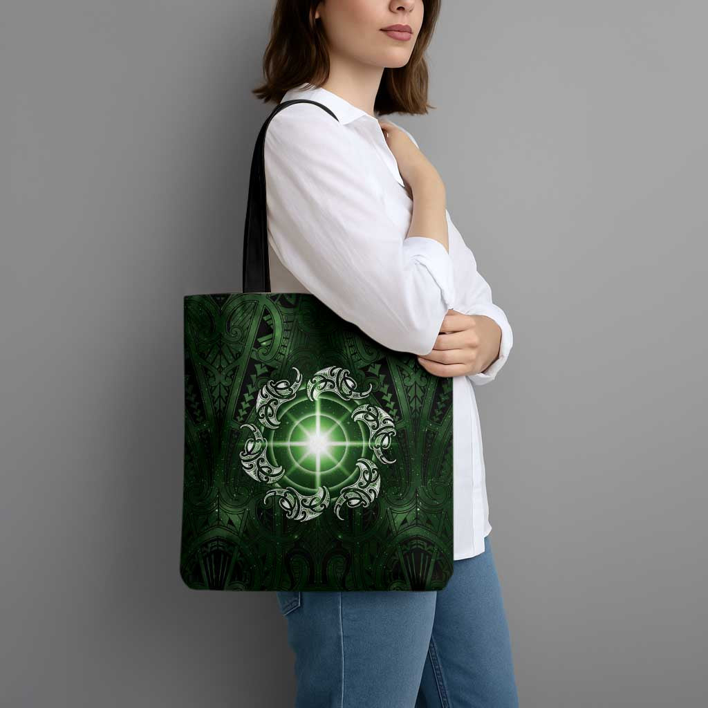 New Zealand Matariki Tupuarangi Tote Bag Maori Moko Green Galaxy