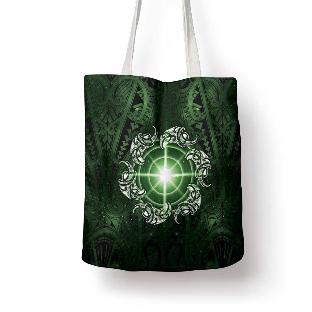 New Zealand Matariki Tupuarangi Tote Bag Maori Moko Green Galaxy
