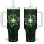 New Zealand Matariki Tupuarangi Tumbler With Handle Maori Moko Green Galaxy