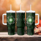 New Zealand Matariki Tupuarangi Tumbler With Handle Maori Moko Green Galaxy