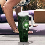 New Zealand Matariki Tupuarangi Tumbler With Handle Maori Moko Green Galaxy