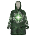 New Zealand Matariki Tupuarangi Wearable Blanket Hoodie Maori Moko Green Galaxy