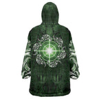 New Zealand Matariki Tupuarangi Wearable Blanket Hoodie Maori Moko Green Galaxy