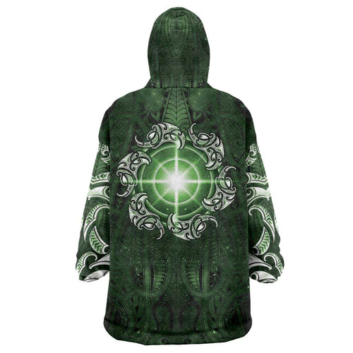 New Zealand Matariki Tupuarangi Wearable Blanket Hoodie Maori Moko Green Galaxy