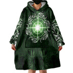 New Zealand Matariki Tupuarangi Wearable Blanket Hoodie Maori Moko Green Galaxy