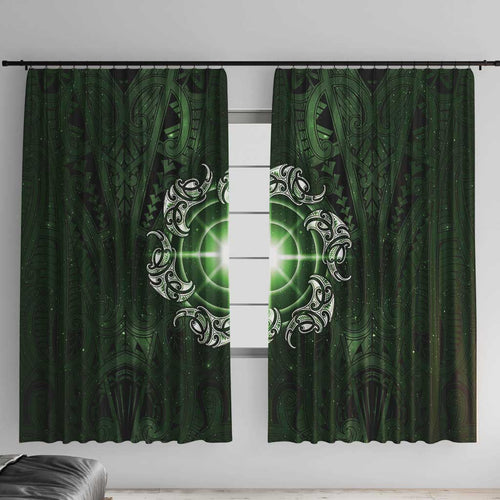 New Zealand Matariki Tupuarangi Window Curtain Maori Moko Green Galaxy