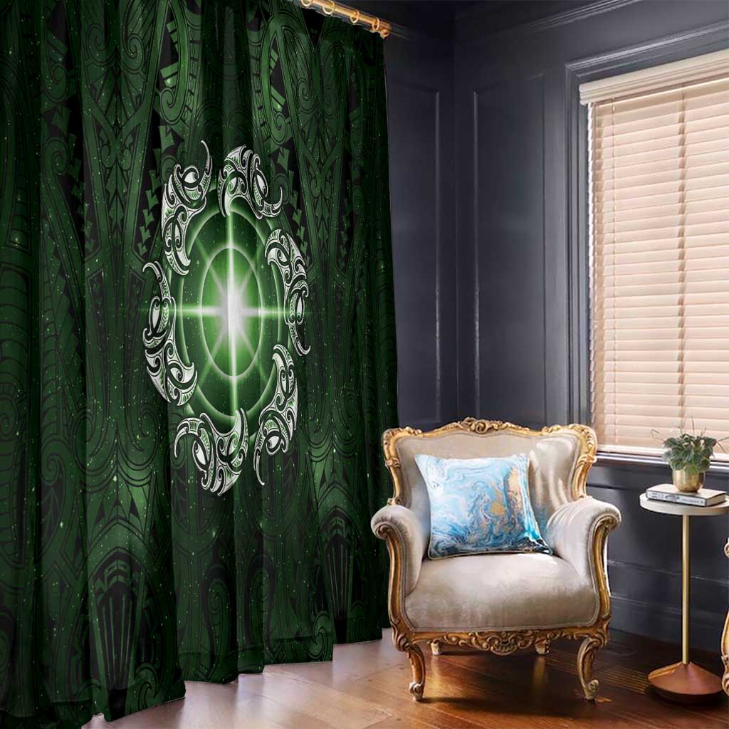 New Zealand Matariki Tupuarangi Window Curtain Maori Moko Green Galaxy