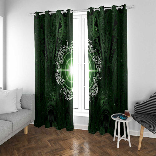 New Zealand Matariki Tupuarangi Window Curtain Maori Moko Green Galaxy