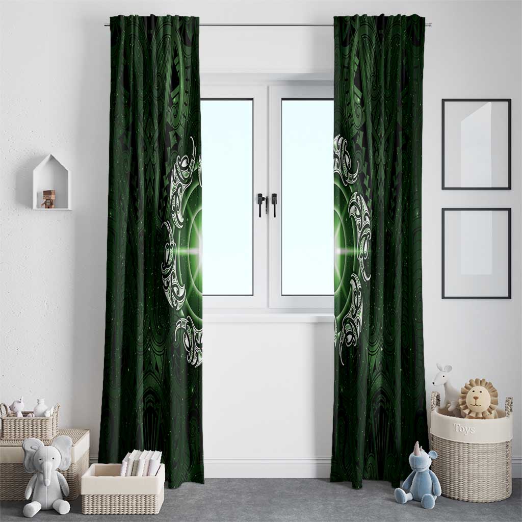 New Zealand Matariki Tupuarangi Window Curtain Maori Moko Green Galaxy