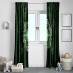 New Zealand Matariki Tupuarangi Window Curtain Maori Moko Green Galaxy
