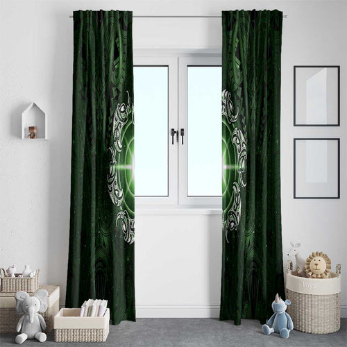 New Zealand Matariki Tupuarangi Window Curtain Maori Moko Green Galaxy