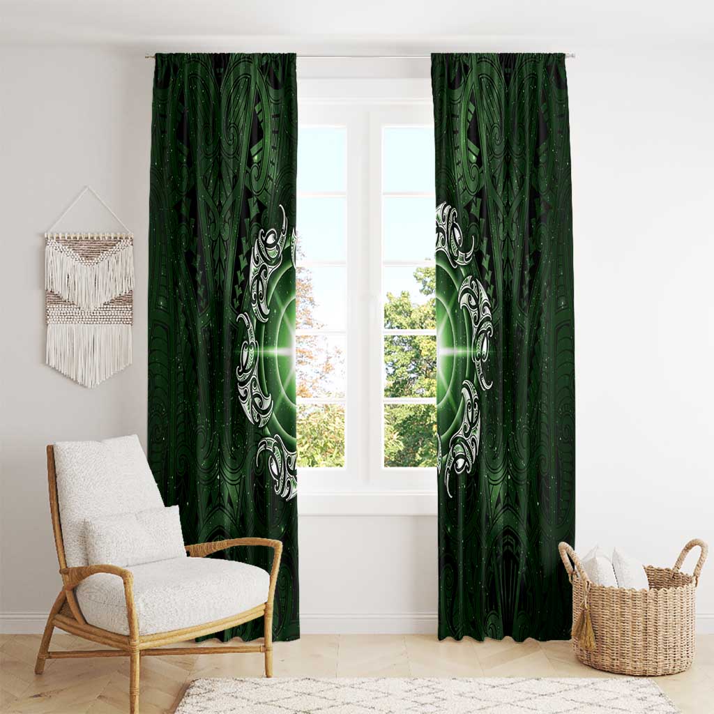 New Zealand Matariki Tupuarangi Window Curtain Maori Moko Green Galaxy