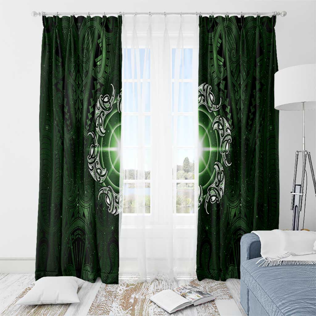 New Zealand Matariki Tupuarangi Window Curtain Maori Moko Green Galaxy