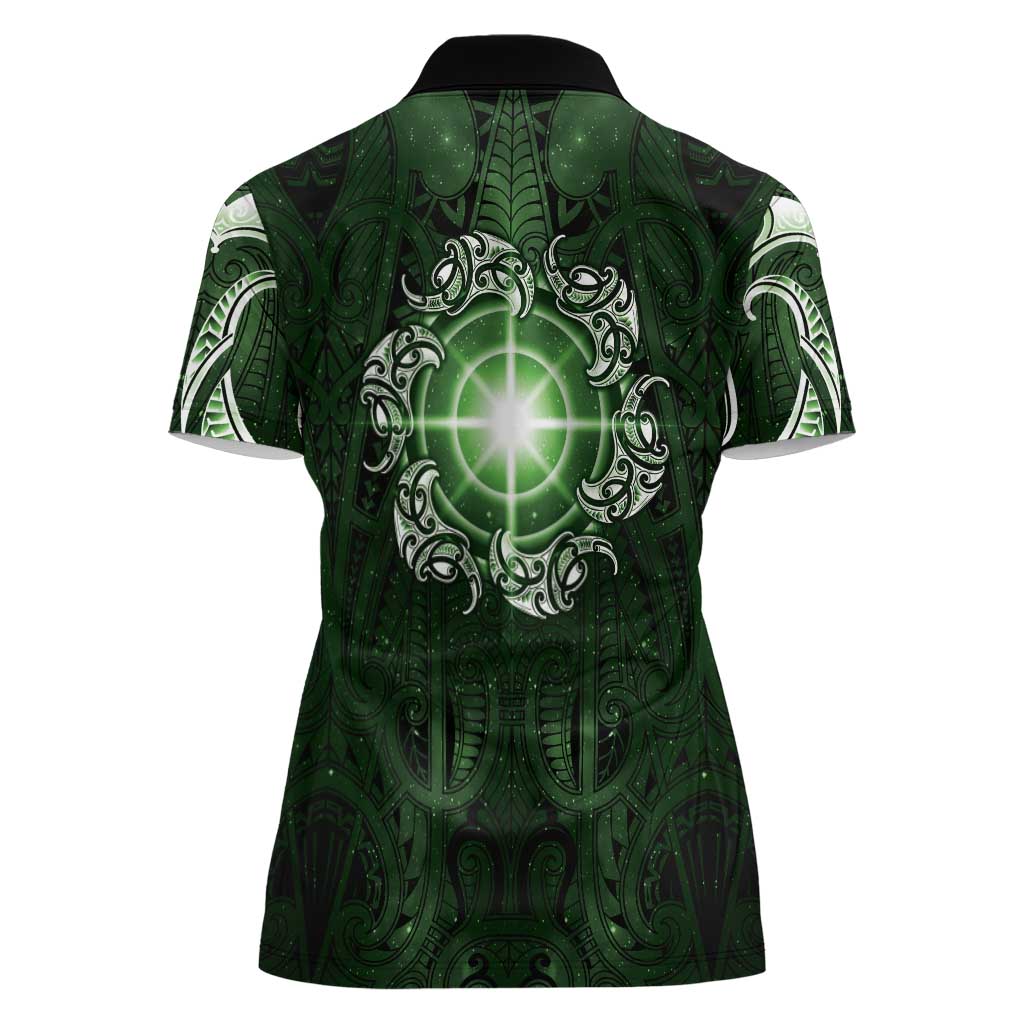 New Zealand Matariki Tupuarangi Women Polo Shirt Maori Moko Green Galaxy
