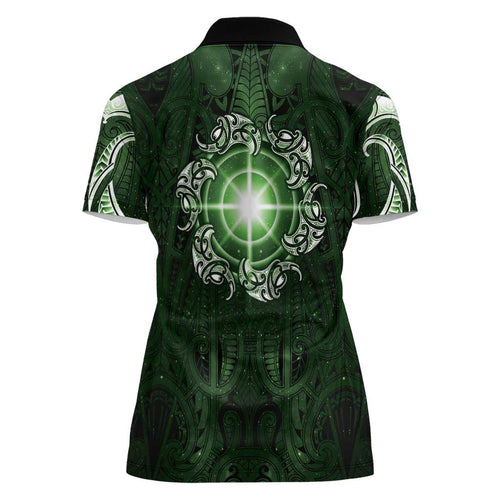 New Zealand Matariki Tupuarangi Women Polo Shirt Maori Moko Green Galaxy