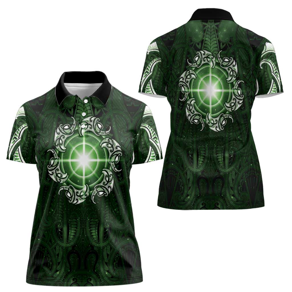 New Zealand Matariki Tupuarangi Women Polo Shirt Maori Moko Green Galaxy
