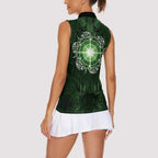 New Zealand Matariki Tupuarangi Women Sleeveless Polo Shirt Maori Moko Green Galaxy
