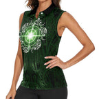 New Zealand Matariki Tupuarangi Women Sleeveless Polo Shirt Maori Moko Green Galaxy
