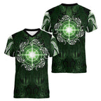 New Zealand Matariki Tupuarangi Women V-Neck T-Shirt Maori Moko Green Galaxy