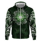 New Zealand Matariki Tupuarangi Zip Hoodie Maori Moko Green Galaxy
