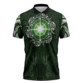 New Zealand Matariki Tupuarangi Zipper Polo Shirt Maori Moko Green Galaxy