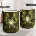 New Zealand Matariki Hiwaiterangi Laundry Basket Maori Moko Yellow Galaxy