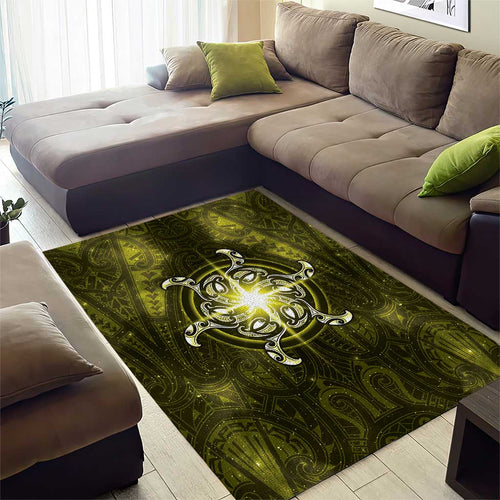 New Zealand Matariki Hiwaiterangi Area Rug Maori Moko Yellow Galaxy