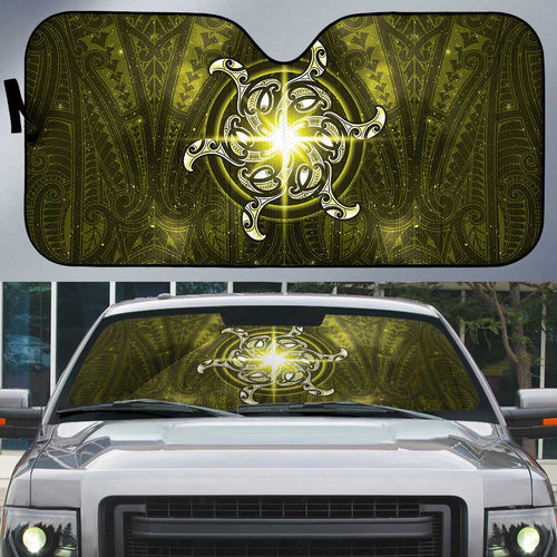 New Zealand Matariki Hiwaiterangi Auto Sun Shade Maori Moko Yellow Galaxy