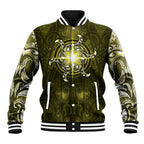 New Zealand Matariki Hiwaiterangi Baseball Jacket Maori Moko Yellow Galaxy