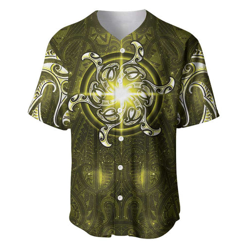 New Zealand Matariki Hiwaiterangi Baseball Jersey Maori Moko Yellow Galaxy